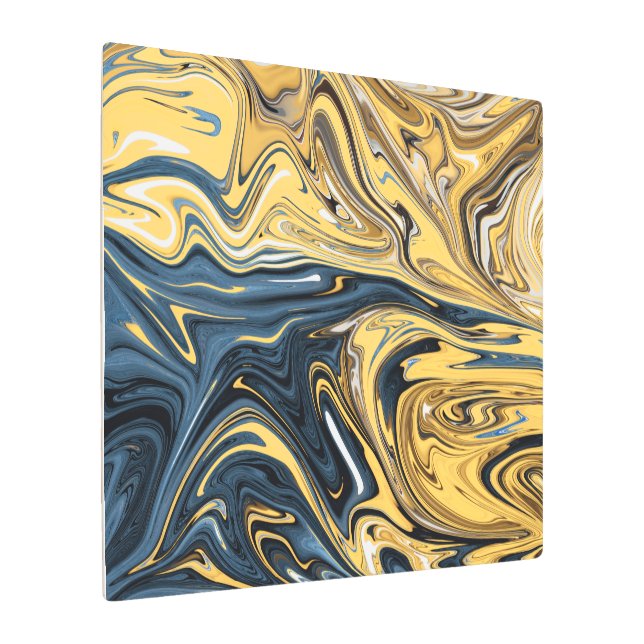 溶融金ゴールド絵画抽象芸術 最高の|  コンテンポラリー メタルプリント (アングル)