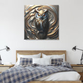 溶融金属金メッキ金ゴールド及び銀フクロウ キャンバスプリント (インサイチュ (寝室))