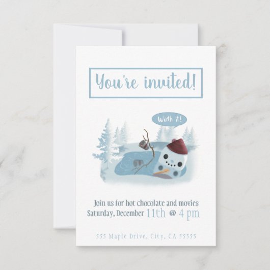 溶融雪だるまとココア 招待状 (正面)