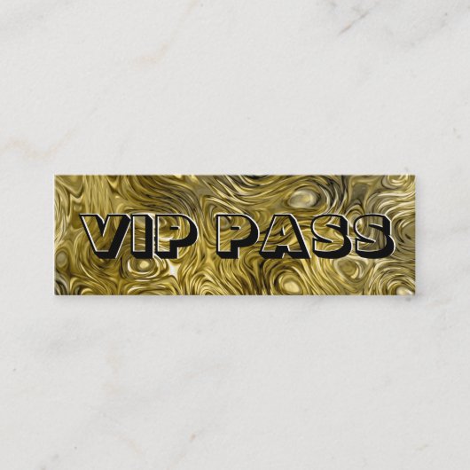 溶融"金ゴールド"プリント'VIP PASS'スキニーブラック スキニー名刺 (正面)