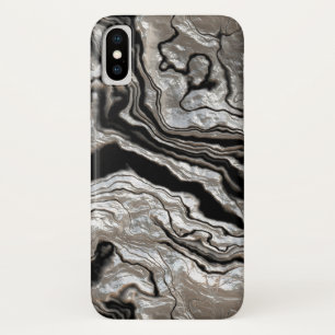 溶解した銀製の黒い大理石パターン iPhone X ケース