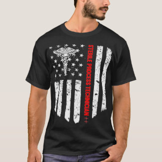 滅菌プロセス技術者アメリカ国旗の愛国心 Tシャツ