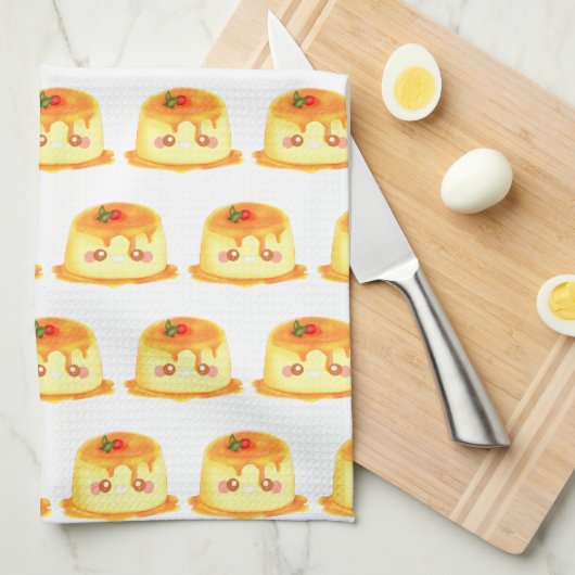 滑らかでクリーミーなキャラメルスペインのフラン キッチンタオル (四つ折り)