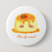 滑らかでクリーミーなキャラメルスペインのフラン 缶バッジ (正面)