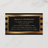 滑らかでフェイクな金ゴールドホイルの金属および黒いストライプ 名刺 (裏面)
