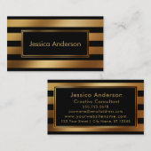 滑らかでフェイクな金ゴールドホイルの金属および黒いストライプ 名刺 (正面/裏面)