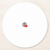 滑らかで太い線で作られた赤いハートのシンボル ラウンドペーパーコースター (正面)