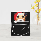 滑らかなキツネテリアドッグサンタハットクリスマスポケット カード (黄色い花)