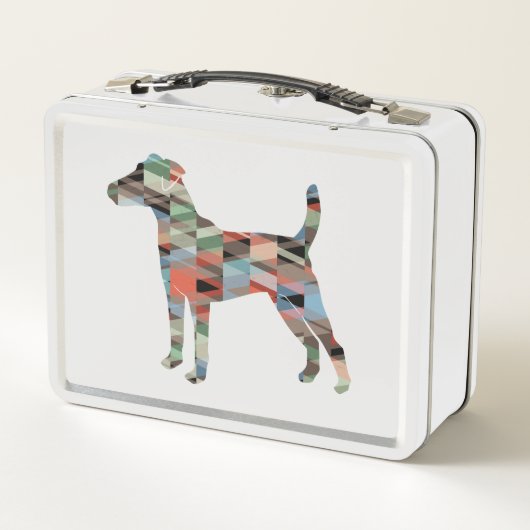 滑らかなキツネテリアドッグブリードジオのシルエットのプレイド メタルランチボックス (裏面)