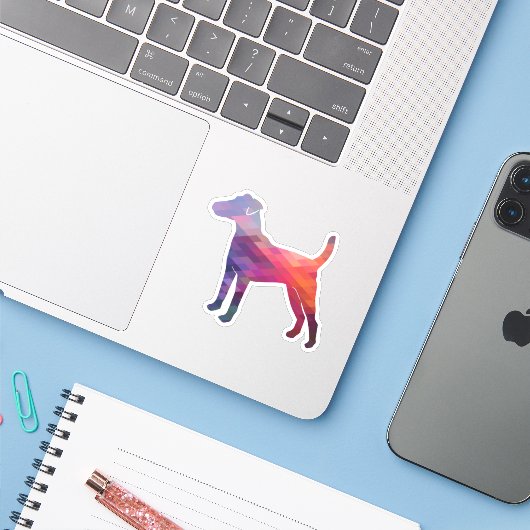 滑らかなキツネテリアドッグブリードジオのシルエット紫 シール (ノートパソコンとiPhone)