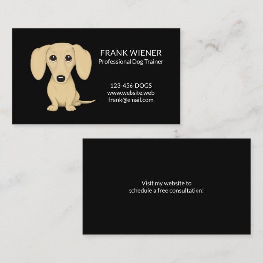 滑らかなコートクリームブロンドダシュント漫画の犬 名刺 (正面/裏面)