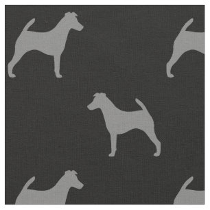 滑らかなフォックステリア犬はパターンのシルエットを描きます ファブリック