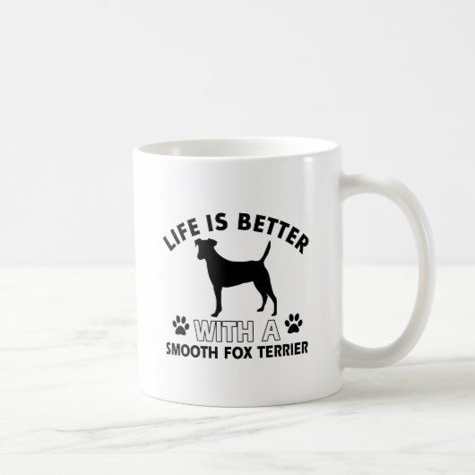 滑らかなフォックステリア犬犬の品種デザイン コーヒーマグカップ (右)