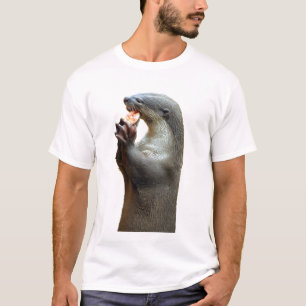滑らかな上塗を施してあるカワウソの食べ物の魚 Tシャツ