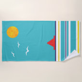 滑らかな帆走 ビーチタオル (正面)