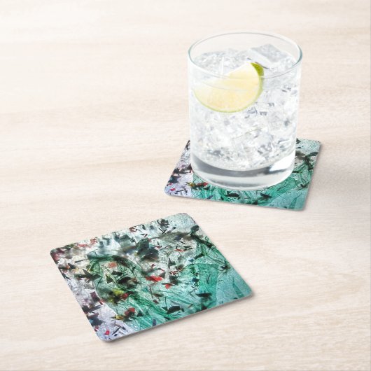 滑らかな抽象芸術紙コースター。ハピネス抽象芸術 スクエアペーパーコースター (インサイチュ)