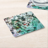 滑らかな抽象芸術紙コースター。ハピネス抽象芸術 スクエアペーパーコースター (アングル)