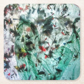 滑らかな抽象芸術紙コースター。ハピネス抽象芸術 スクエアペーパーコースター (正面)