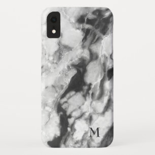 滑らかな白と濃い灰色の大理石 iPhone XRケース
