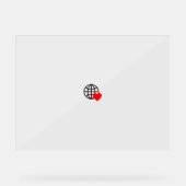 滑らかな線で作成された赤いハートはっきりした記号 アクリルサイン (正面)