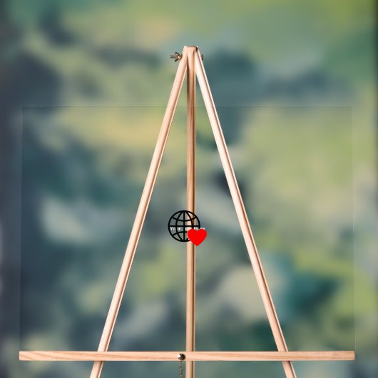 滑らかな線で作成された赤いハートはっきりした記号 アクリルサイン (ニュートラル)