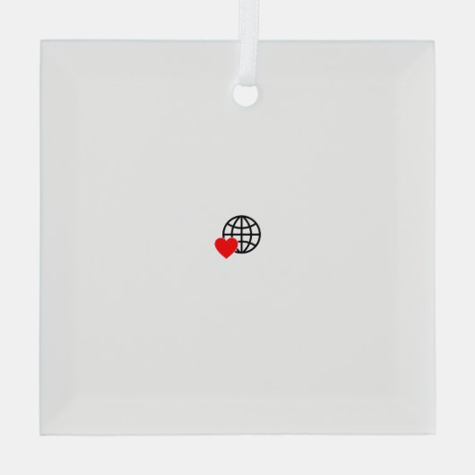 滑らかな線で作成された赤いハートはっきりした記号 ガラスオーナメント (裏面)