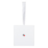 滑らかな線で作成された赤いハートはっきりした記号 キューブオーナメント (右)