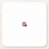 滑らかな線で作成された赤いハートはっきりした記号 スクエアペーパーコースター (正面)