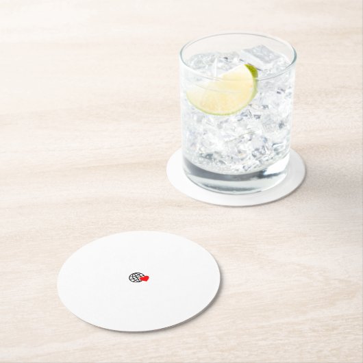 滑らかな線で作成された赤いハートはっきりした記号 ラウンドペーパーコースター (インサイチュ)