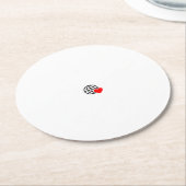 滑らかな線で作成された赤いハートはっきりした記号 ラウンドペーパーコースター (アングル)