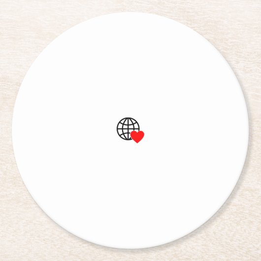 滑らかな線で作成された赤いハートはっきりした記号 ラウンドペーパーコースター (正面)