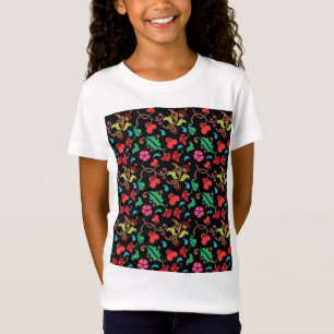 滑らかな色の背景を持つ花のパターン–45673 Tシャツ