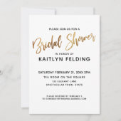 滑らかな金ゴールドグラデーションブライダルシャワータイポグラフィ 招待状 (正面)