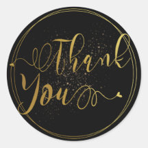滑らかな金ゴールド&ブラックサンキューラベル