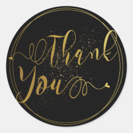 滑らかな金ゴールド&ブラックサンキューラベル ラウンドシール