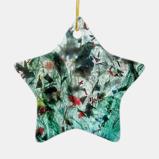 滑らかな青いオーナメント星、抽象芸術星デコール セラミックオーナメント (正面)