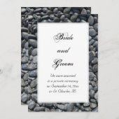 滑らかな黒い小石の結婚発表 案内状 (正面/裏面)