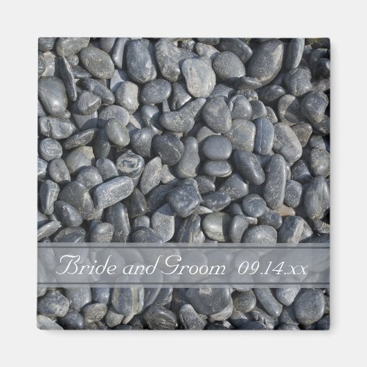 滑らかな黒い結婚小石 マグネット (正面)