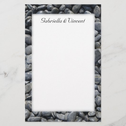 滑らかな黒い結婚小石 便箋 (正面)