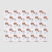 滑ら赤と白かなコートの犬のパターン 薄葉紙 (正面)