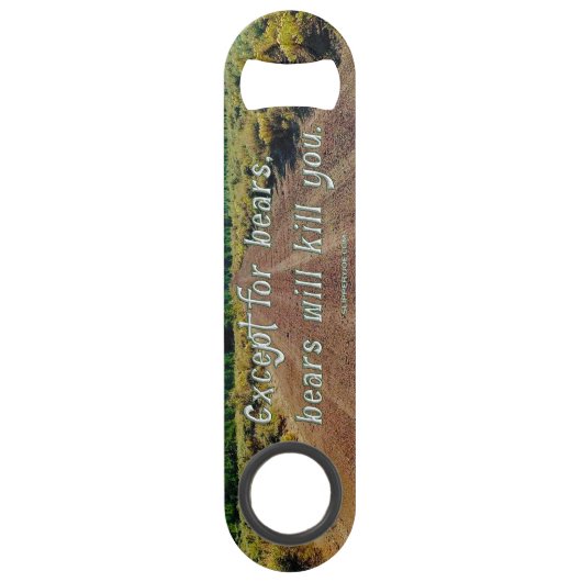 滑りやすいジョーのおもしろいことわざ砂利道の森 スピード栓抜き (裏面)