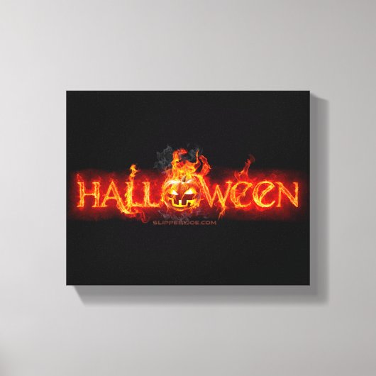 滑りやすいジョーのハッピーハローウィンカボチャLGBTQIA火災 キャンバスプリント (正面)