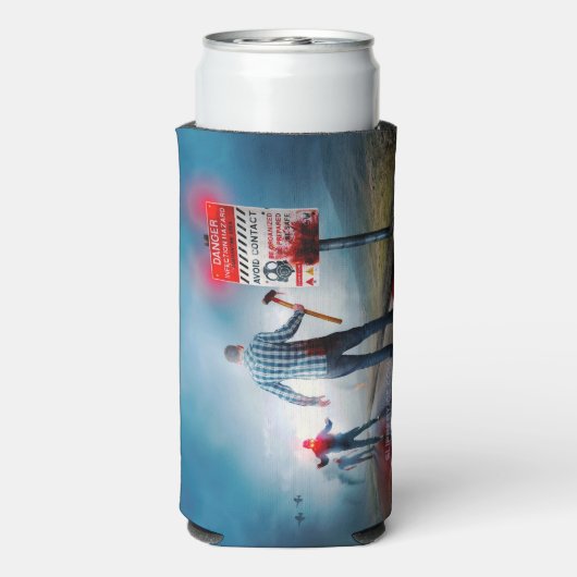 滑りやすいジョーのハッピーハローウィン死んだゾンビ怖いb スリム缶クーラー (Seltzer裏面)