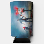 滑りやすいジョーのハッピーハローウィン死んだゾンビ怖いb スリム缶クーラー (正面)