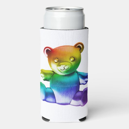 滑りやすいジョーのブラシ仕上げ金属テディベア滑らかなグラード スリム缶クーラー (Seltzer裏面)