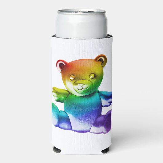 滑りやすいジョーのブラシ仕上げ金属テディベア滑らかなグラード スリム缶クーラー (Seltzer正面)