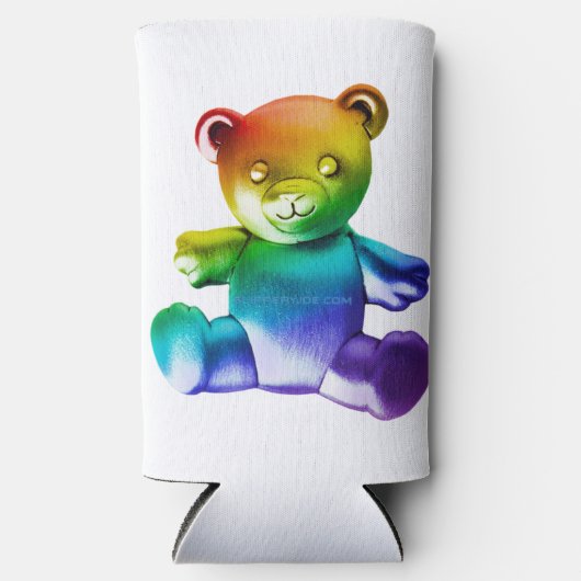 滑りやすいジョーのブラシ仕上げ金属テディベア滑らかなグラード スリム缶クーラー (正面)