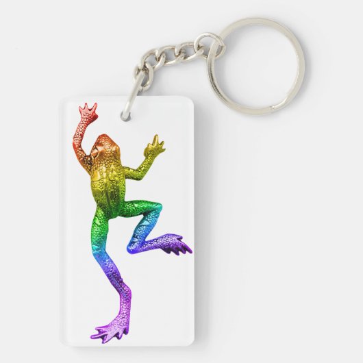 滑りやすいジョーのプライドカエルのフィギュア激しく寒さ キーホルダー (裏面)