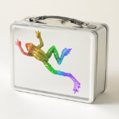 滑りやすいジョーのプライドカエルのフィギュア激しく寒さ メタルランチボックス (裏面)