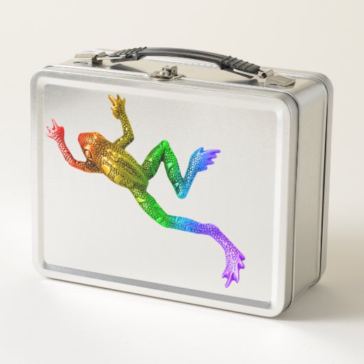 滑りやすいジョーのプライドカエルのフィギュア激しく寒さ メタルランチボックス (正面)